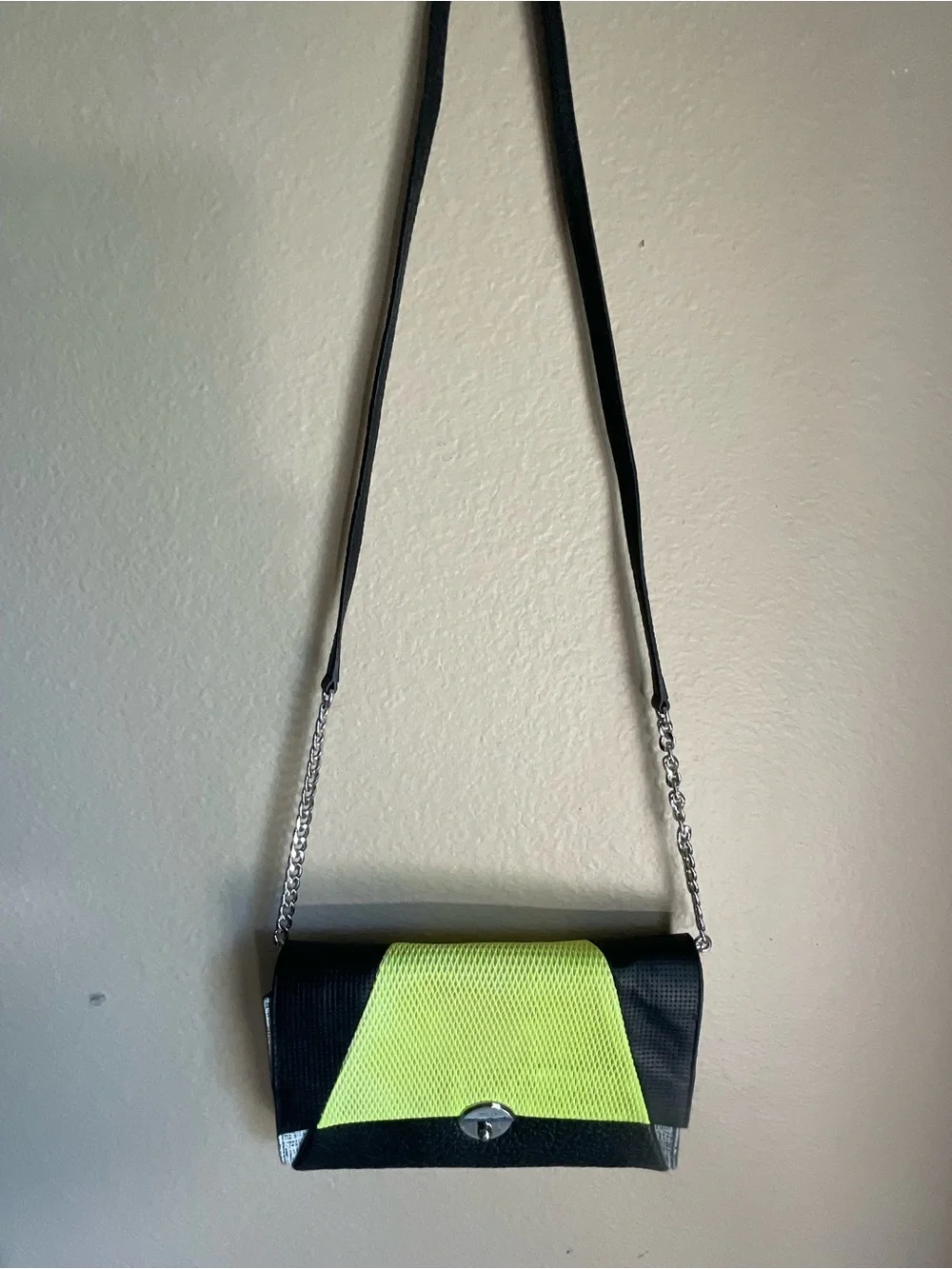 Milly Black and Neon Yellow Crossbody Bag - Sleek Lightweight Shoulder Bag